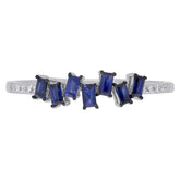 0.04ct Diamond & 0.37ct Blue Sapphire 14k White Gold Ring